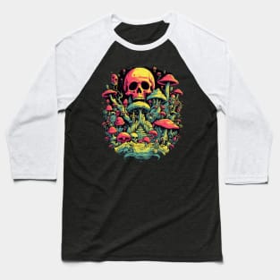 Psychedelic Mycology: Skulls & Shrooms Fusion Baseball T-Shirt